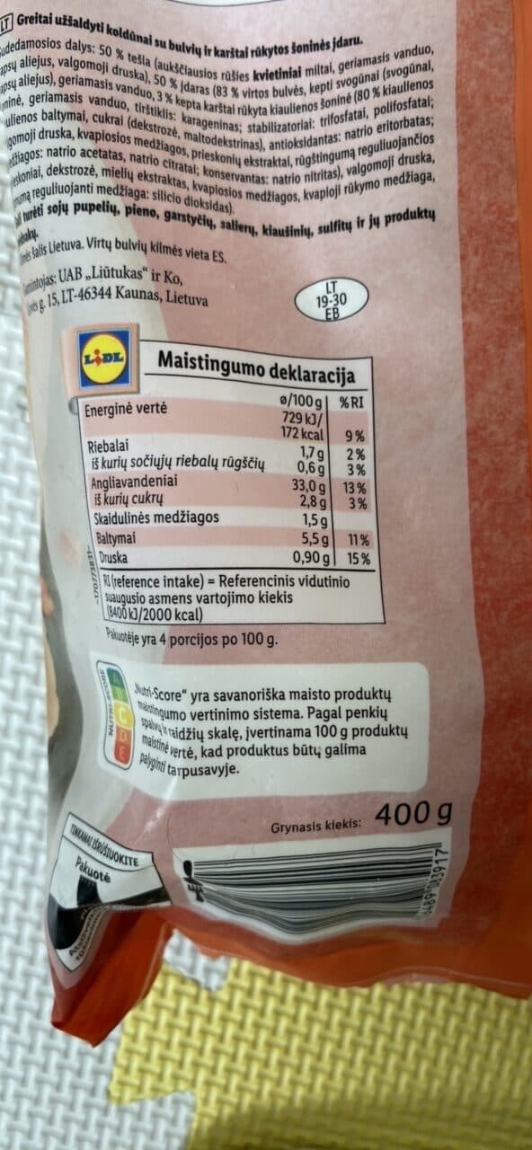 Culinea Koldūnai Su Bulvių Ir Šoninės Įdaru packshot