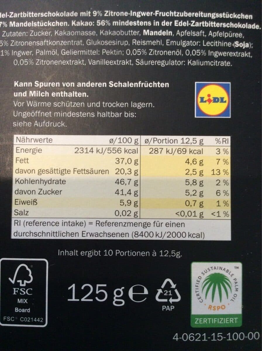 J. D. Gross Edel-Zartbitter 56% Limone-Ingwer packshot