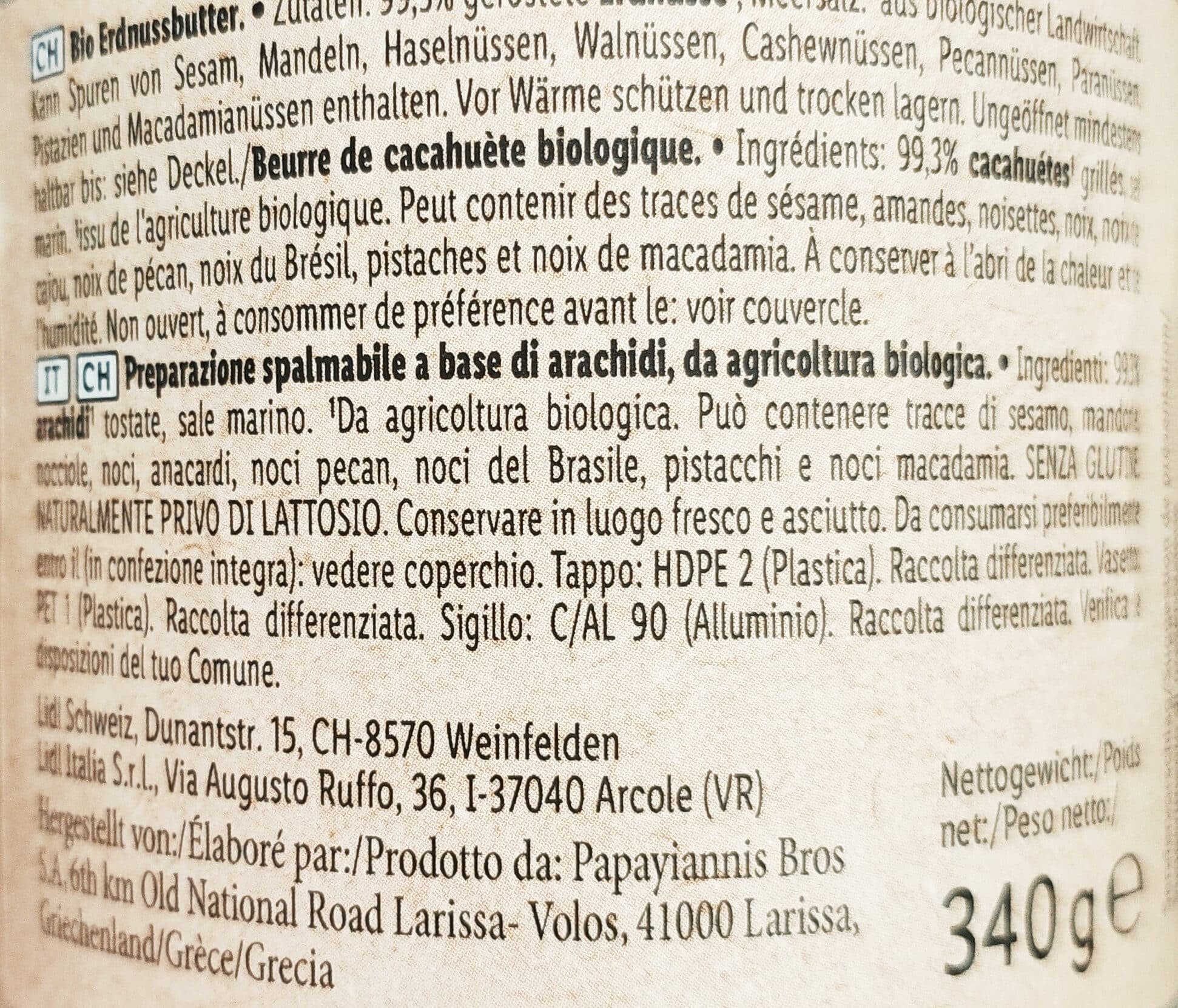 Lidl Bio Peanut organic butter creamy packshot