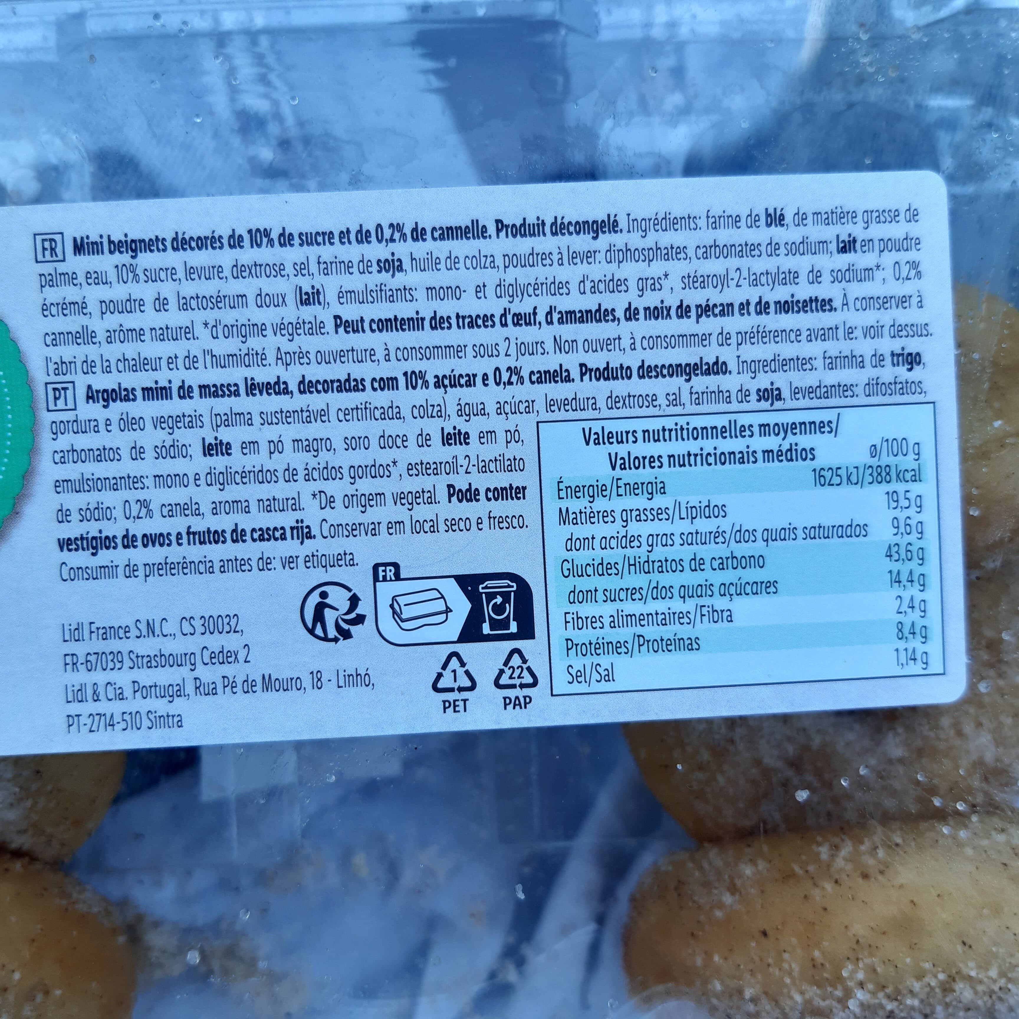 Lidl 9 mini doughnuts with sugar and cinnamon packshot