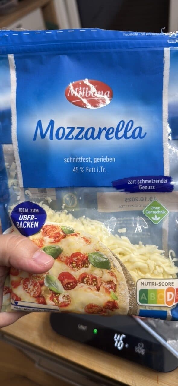 Milbona Käse Mozzarella gerieben 45 % packshot