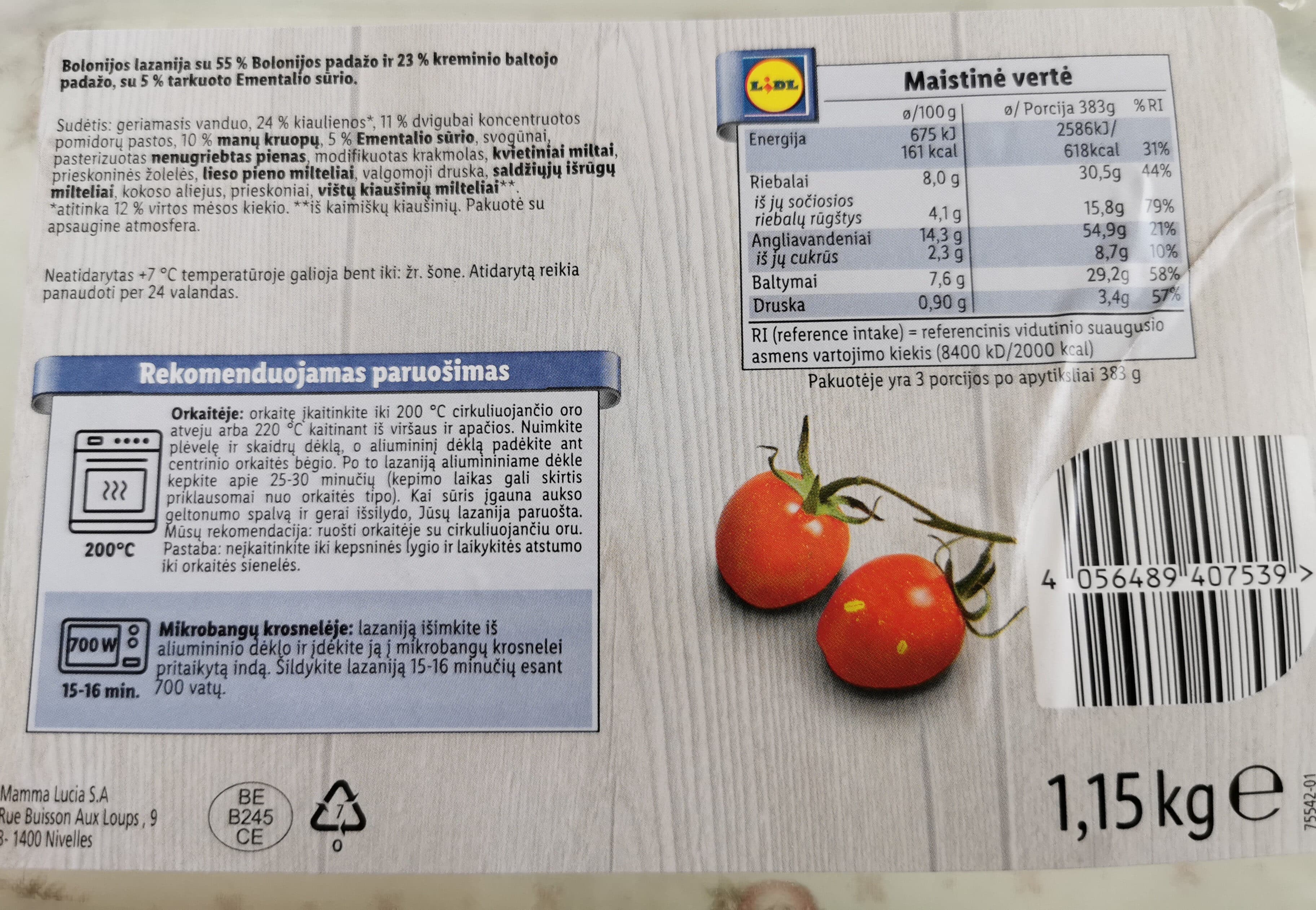 Lidl Lasagne Bolognese packshot
