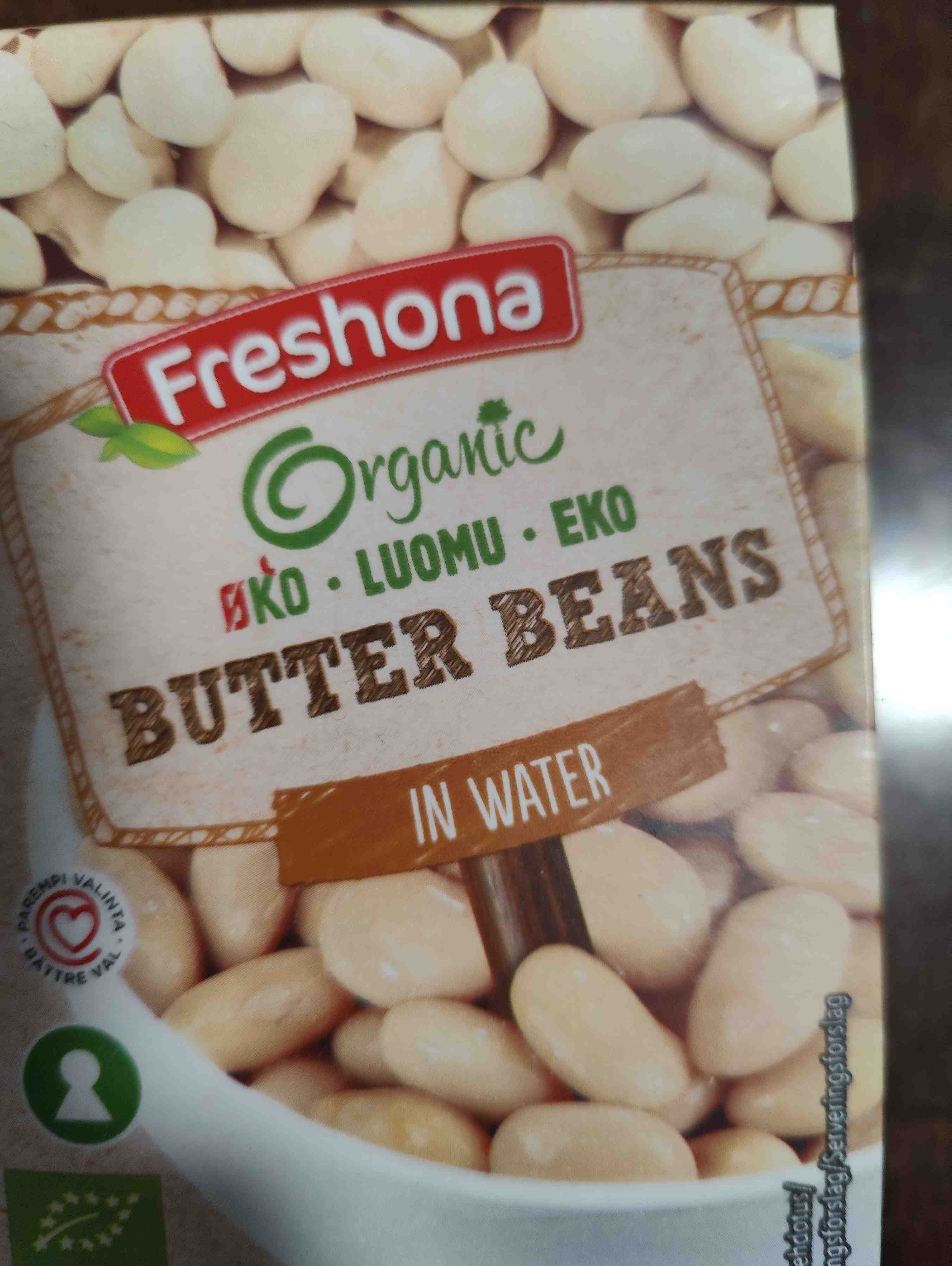 Freshona Organic butter beans in water packshot
