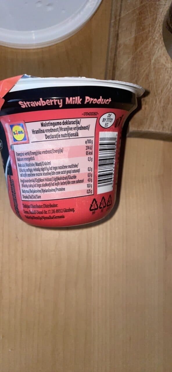 Milbona Strawberry Milk Product packshot