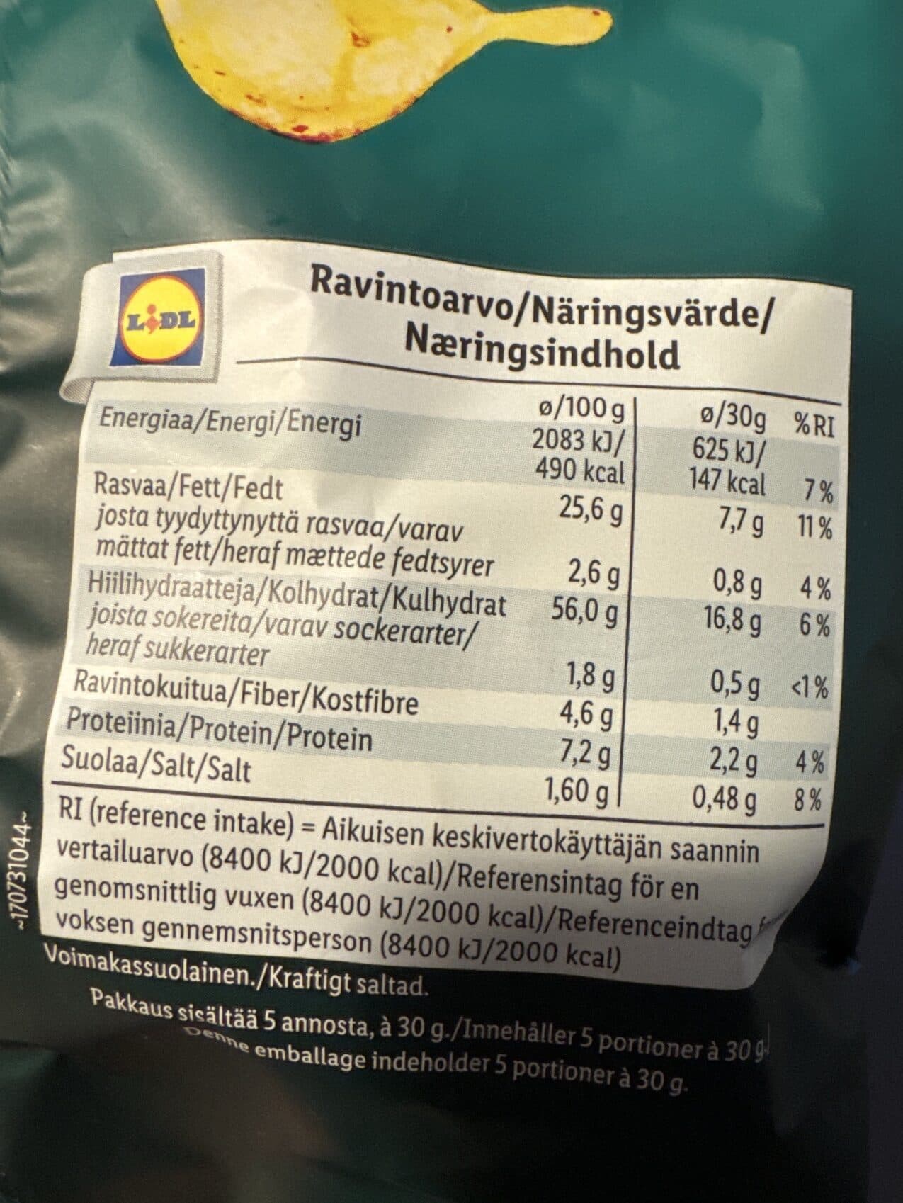 Lidl Kettle cooked chips salt and vinegar packshot