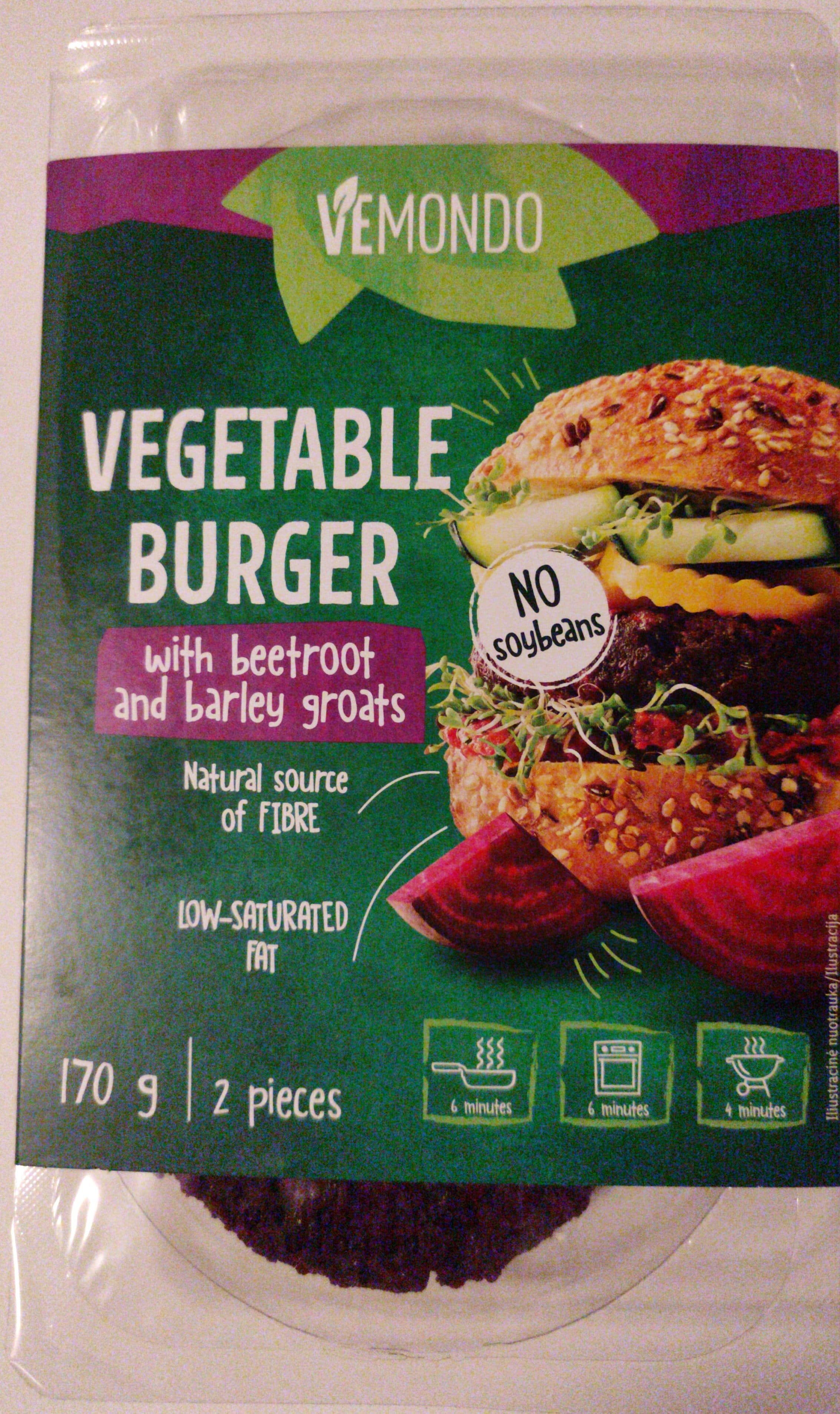 Vemondo vegan burger with beetroot and barley groats packshot