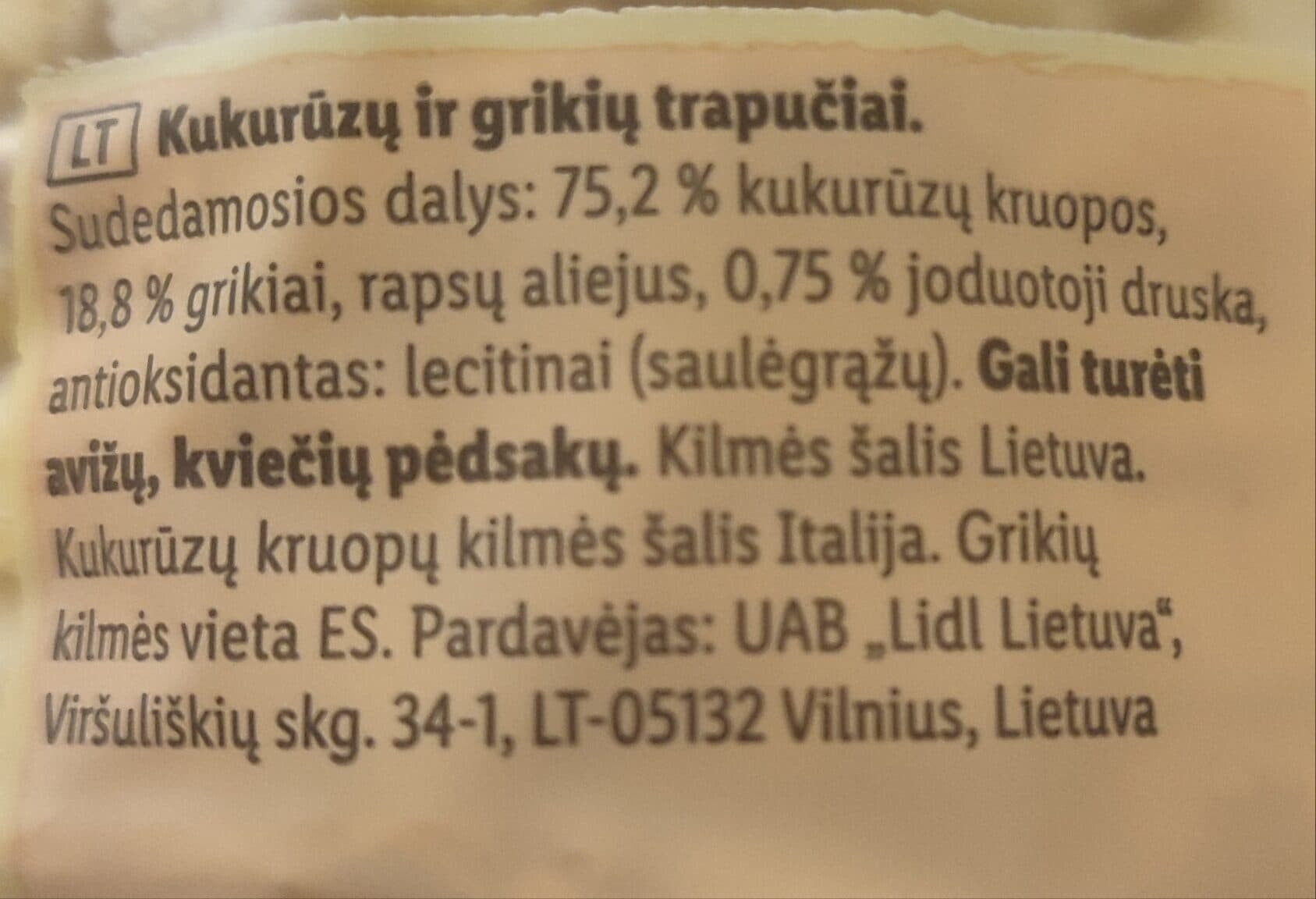 Tastino Kukurūzų ir grikių trapučiai packshot