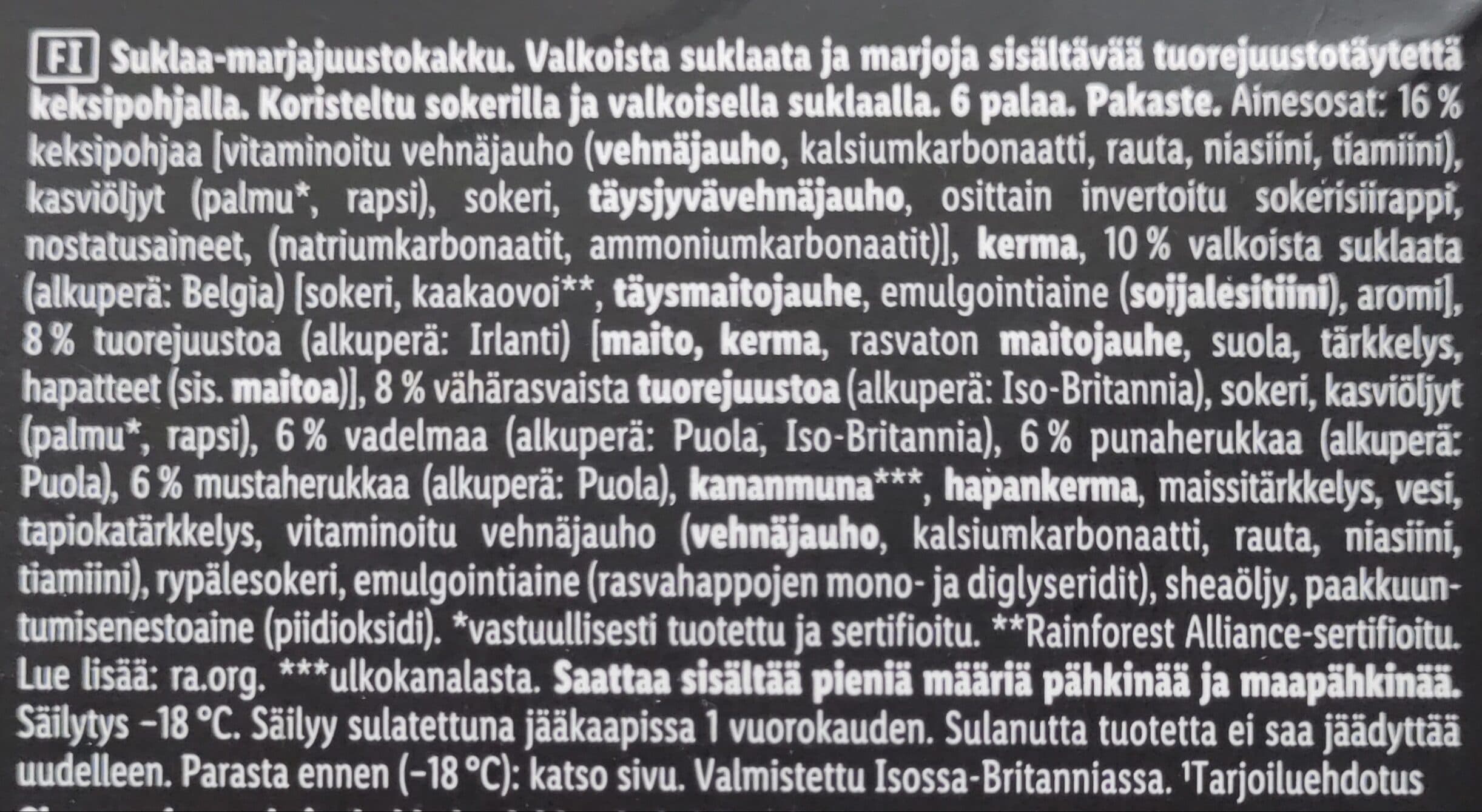 Deluxe Valkosuklaa ja marjat juustokakku packshot