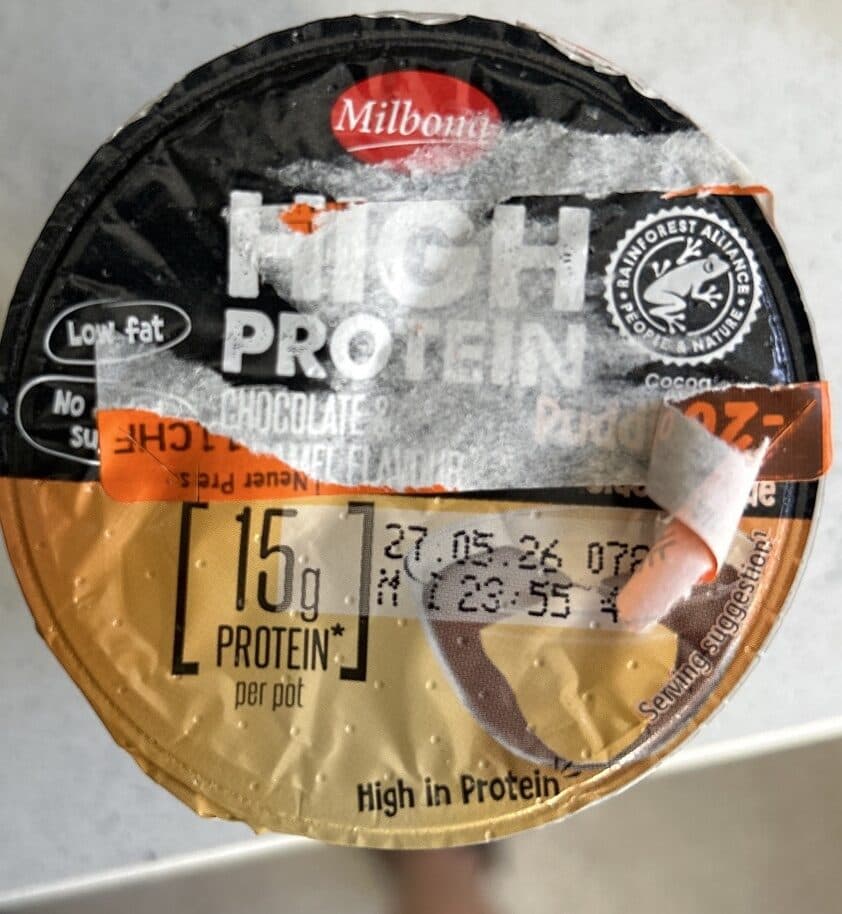 Milbona High Protein Pudding Chocolate & Caramel Flavour packshot