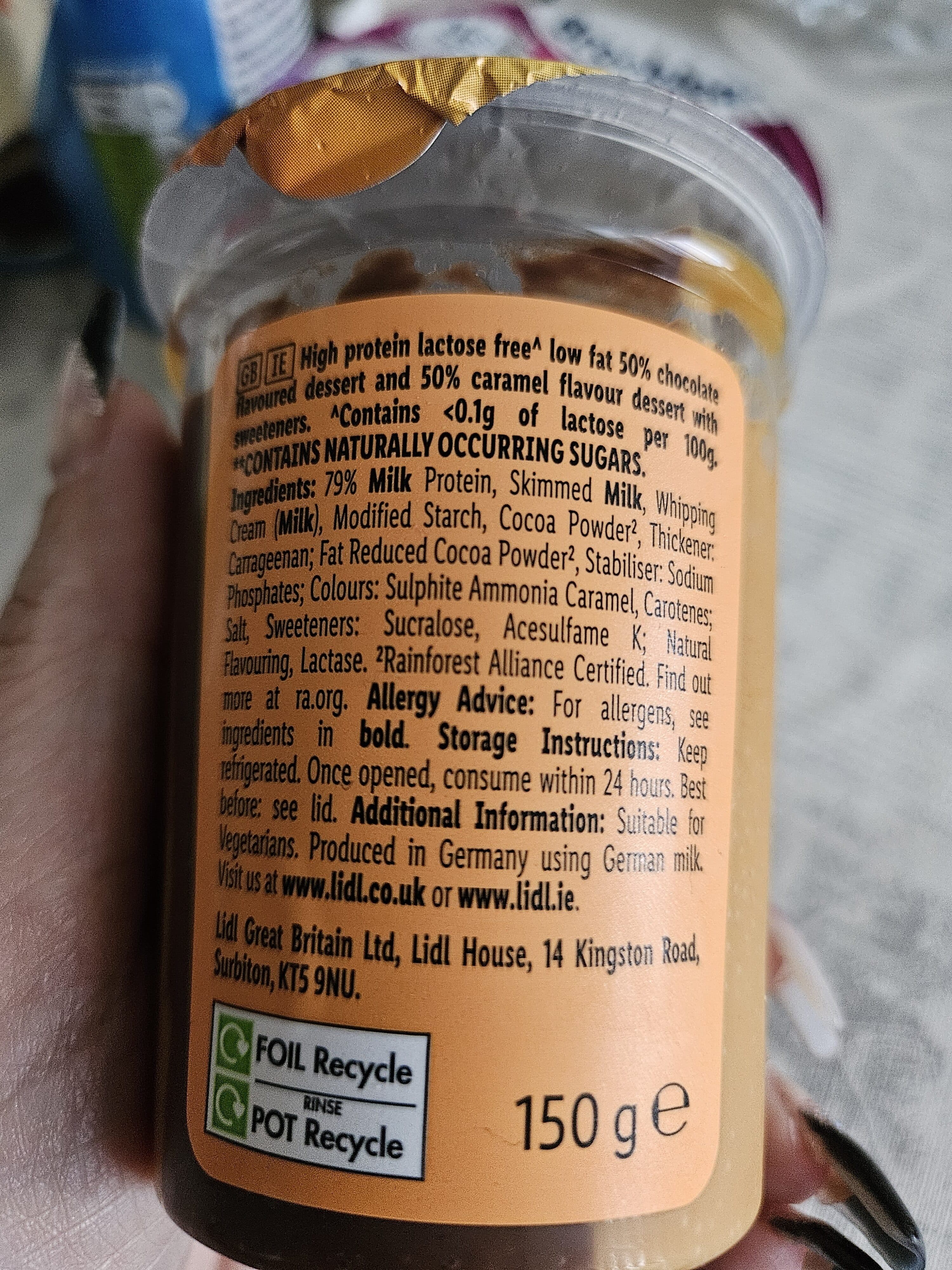 Milbona High Protein Pudding Chocolate & Caramel Flavour packshot