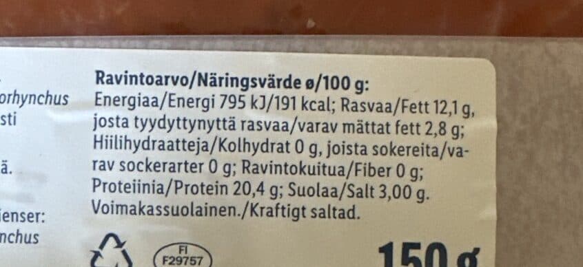 Kotimainen Kylmäsavu-kirjolohi-fileesiivu packshot