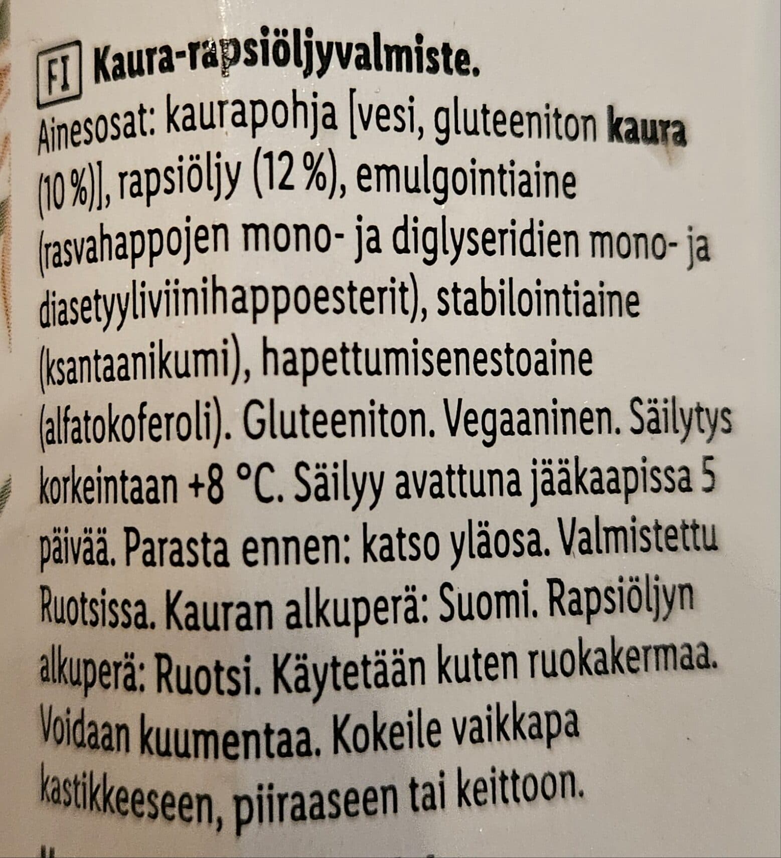 Vemondo Maustamaton Kauraruoka 13% packshot
