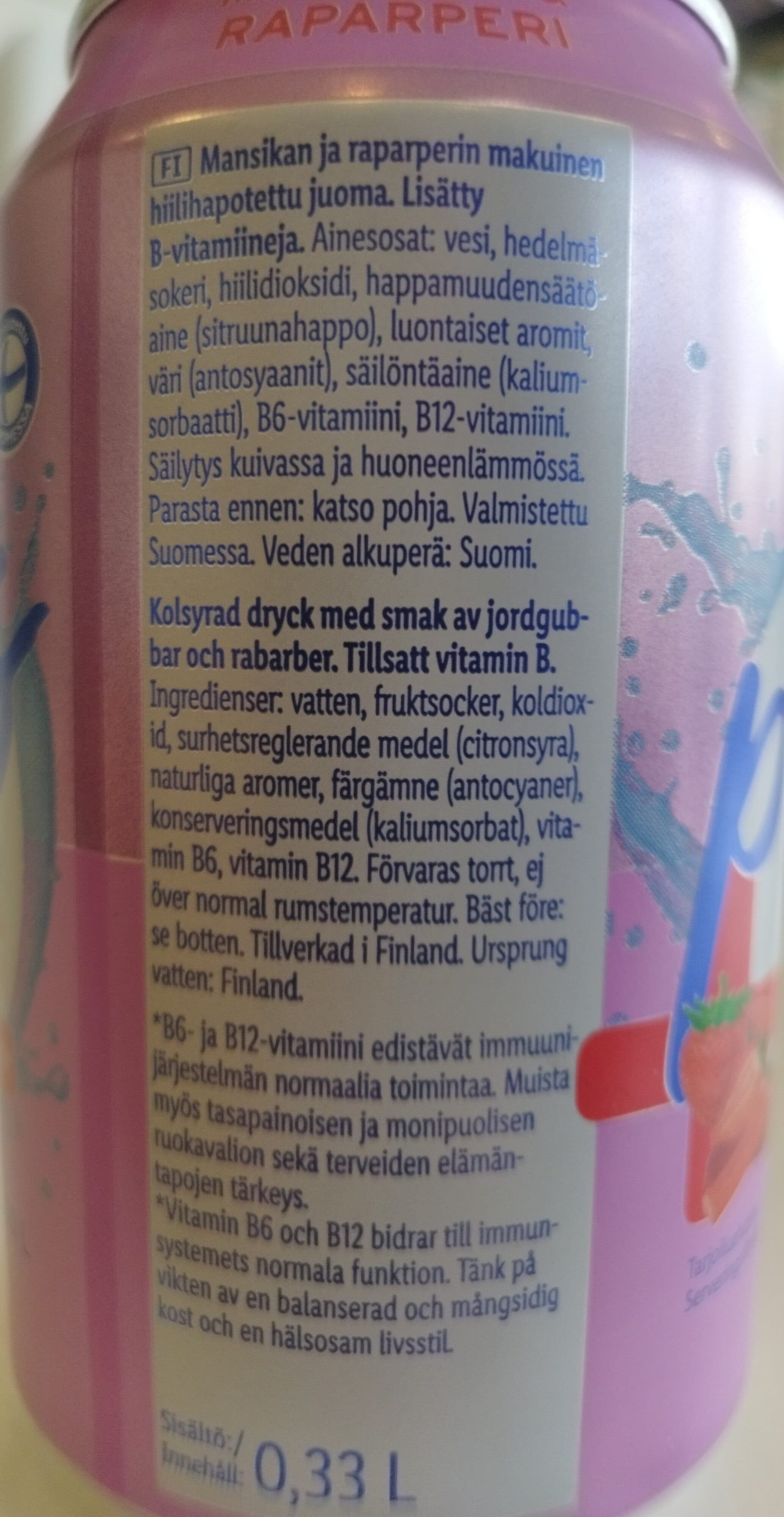 Open Food Facts Saskia Plus Mansikka & Raparperi packshot