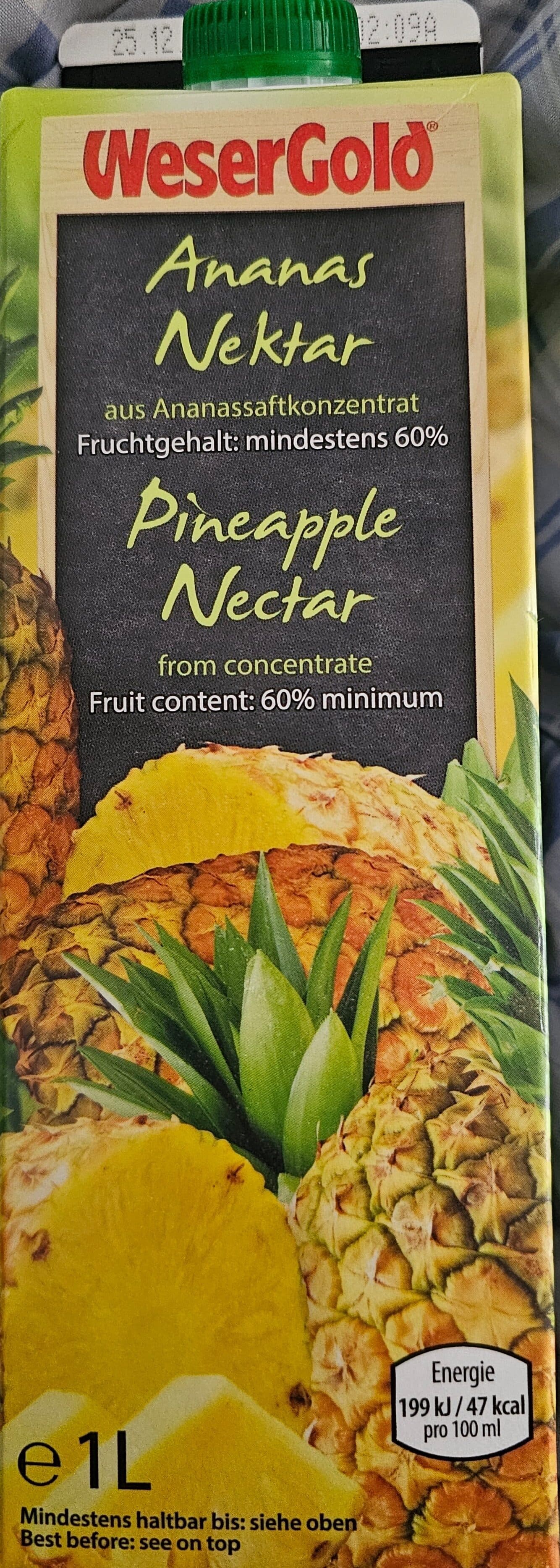 WeserGold Pineapple Nectar from concentrate. Fruit content: 60% minimum packshot