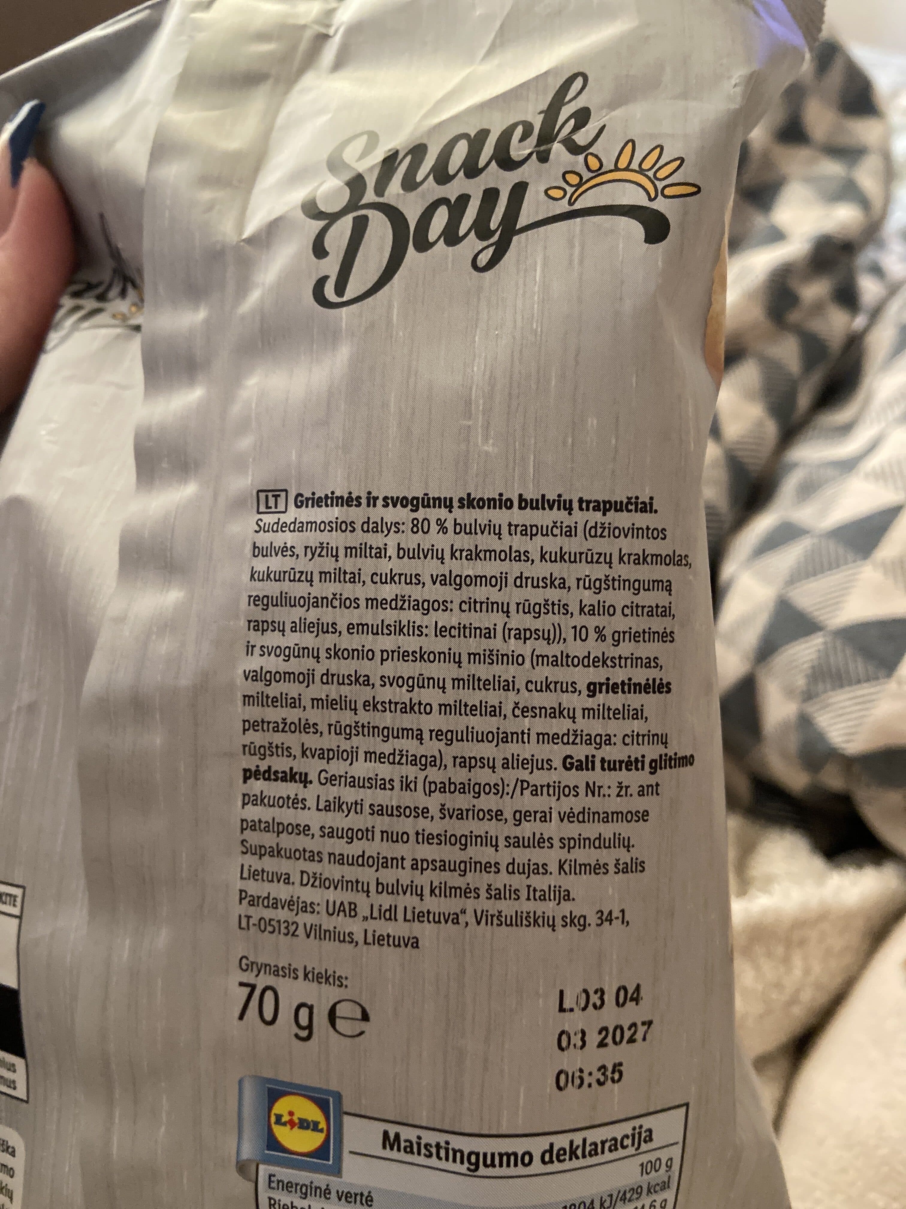 Snack Day Bulvių Trapučiai Giretinės Ir Svogūnų Skonio packshot
