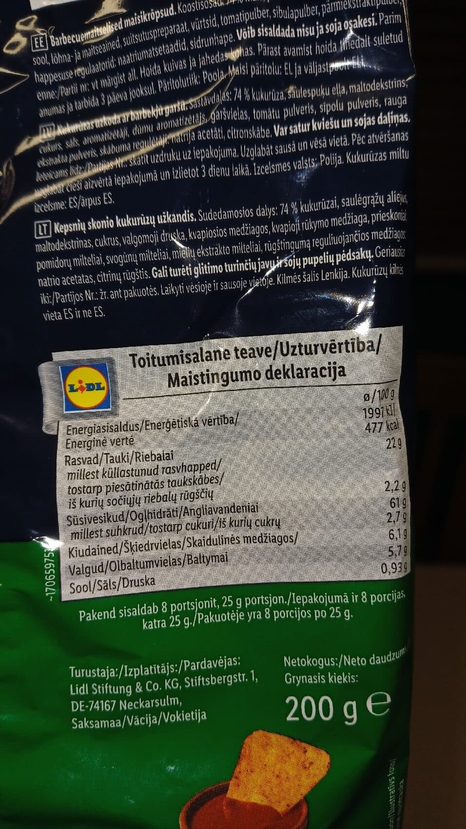 Lidl Tortilla Chips Barbecue Flavour packshot