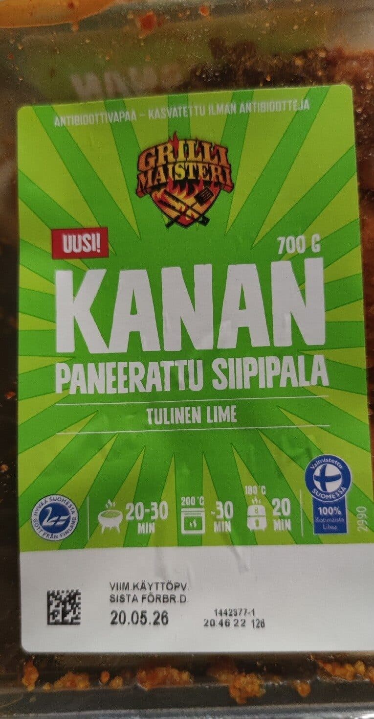 GrilliMaisteri Kanan Paneerattu Siipipala Tulinen Lime packshot