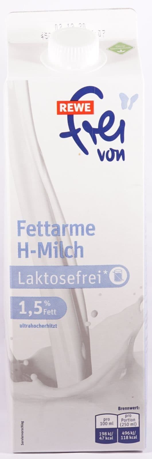 REWE frei von Fettarme H-Milch Laktosefrei packshot