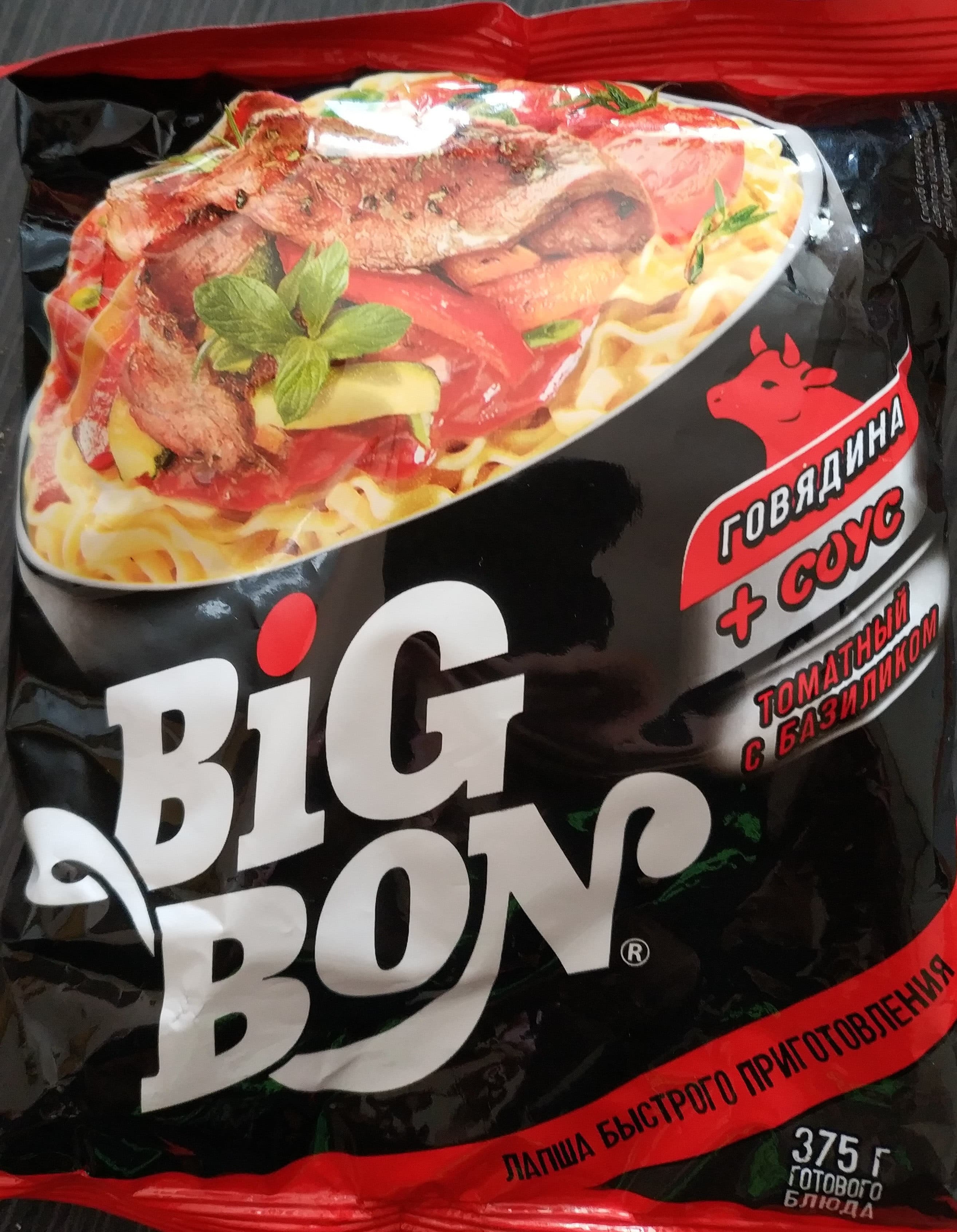 big bon instant noodles with beef and tomato sauce packshot