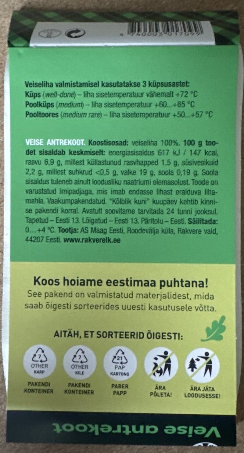 Rakvere Veise antrekoot packshot