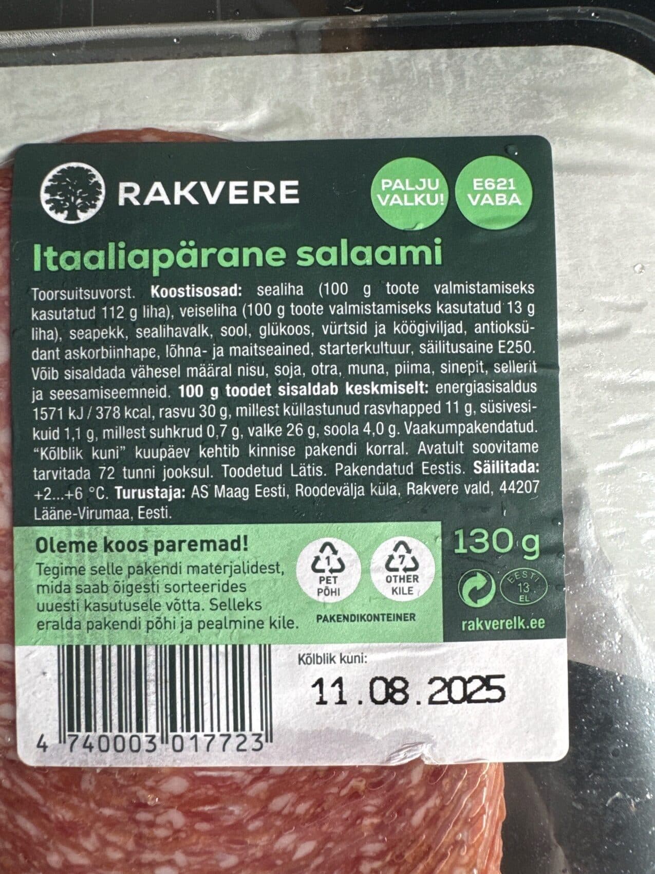 Rakvere Itaaliapärane Salaami packshot