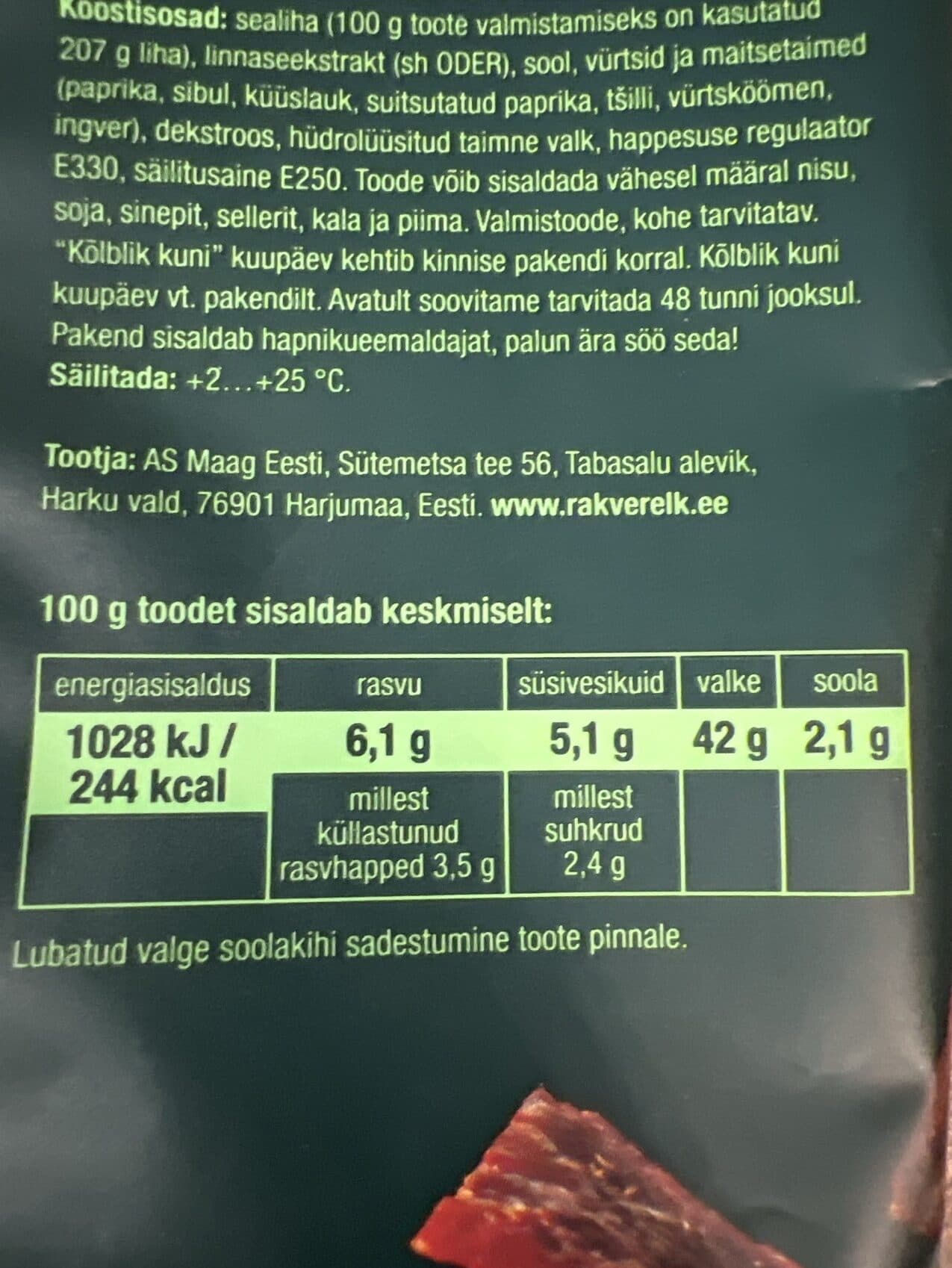 Rakvere Classic Pork Jerky Snack packshot