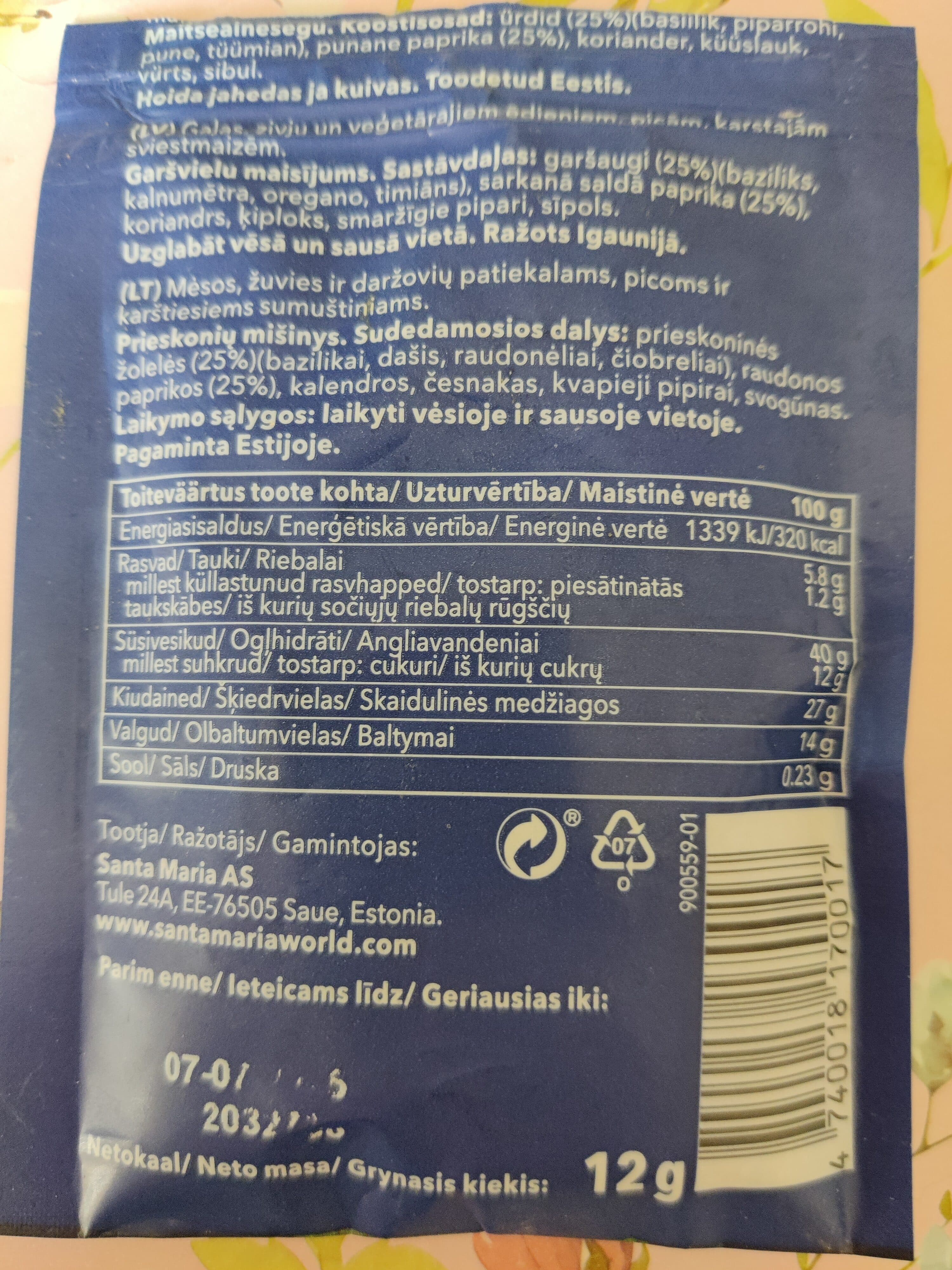 Santa Maria Viduržemio jūros prieskonių mišinys packshot