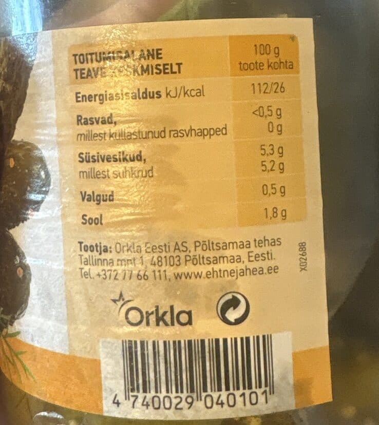 Salvesti Home pickeled Pickles packshot