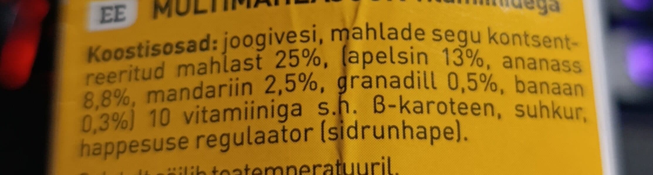 põltsamaa multimahlajook vitamiinidega packshot