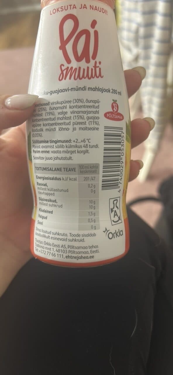 Pai smuuti Virsiku-guajaavi-mündi Smuuti packshot