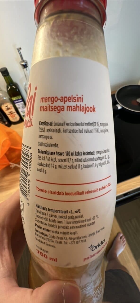 Pai smuuti mango-apelsini maitsega mahlajook packshot