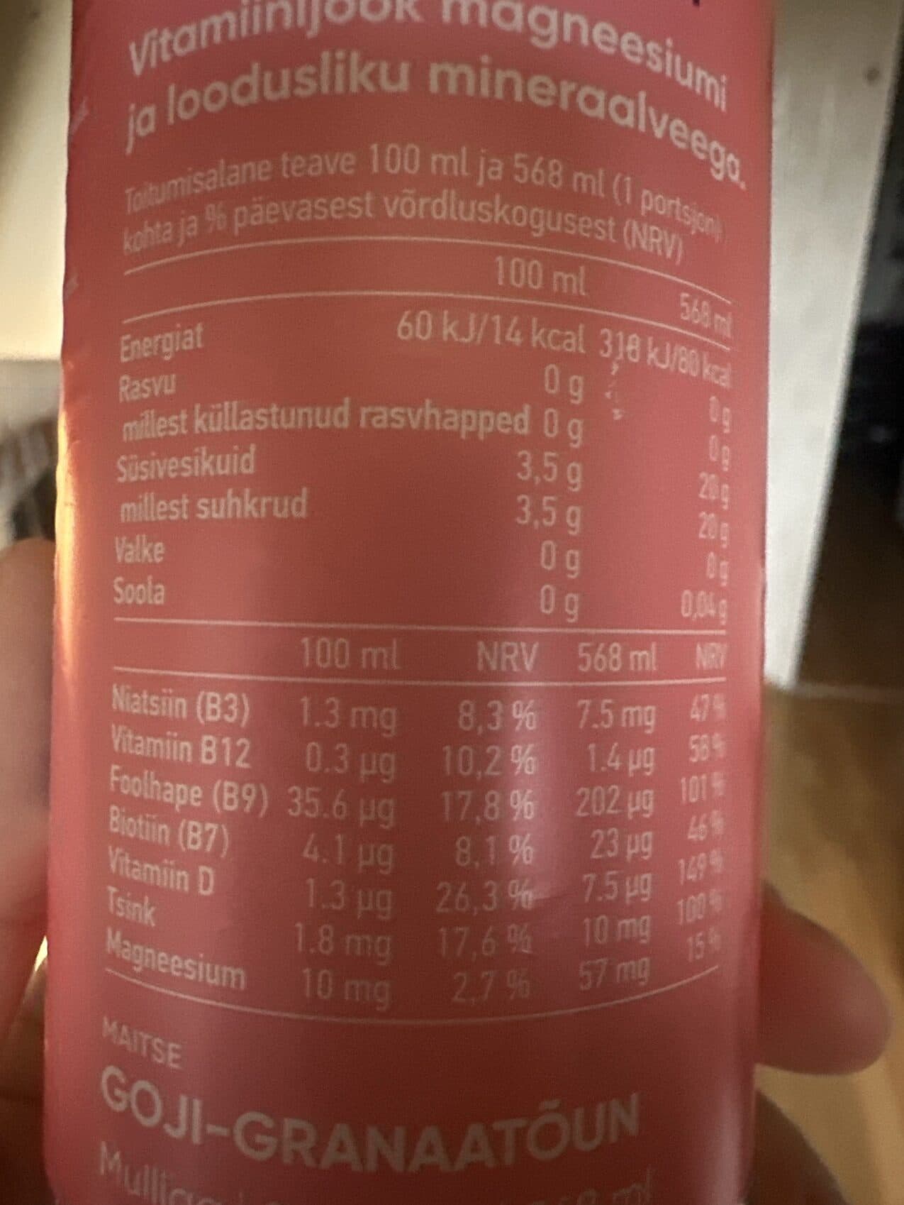 Värska originaal Värska Well goji pomegranate packshot