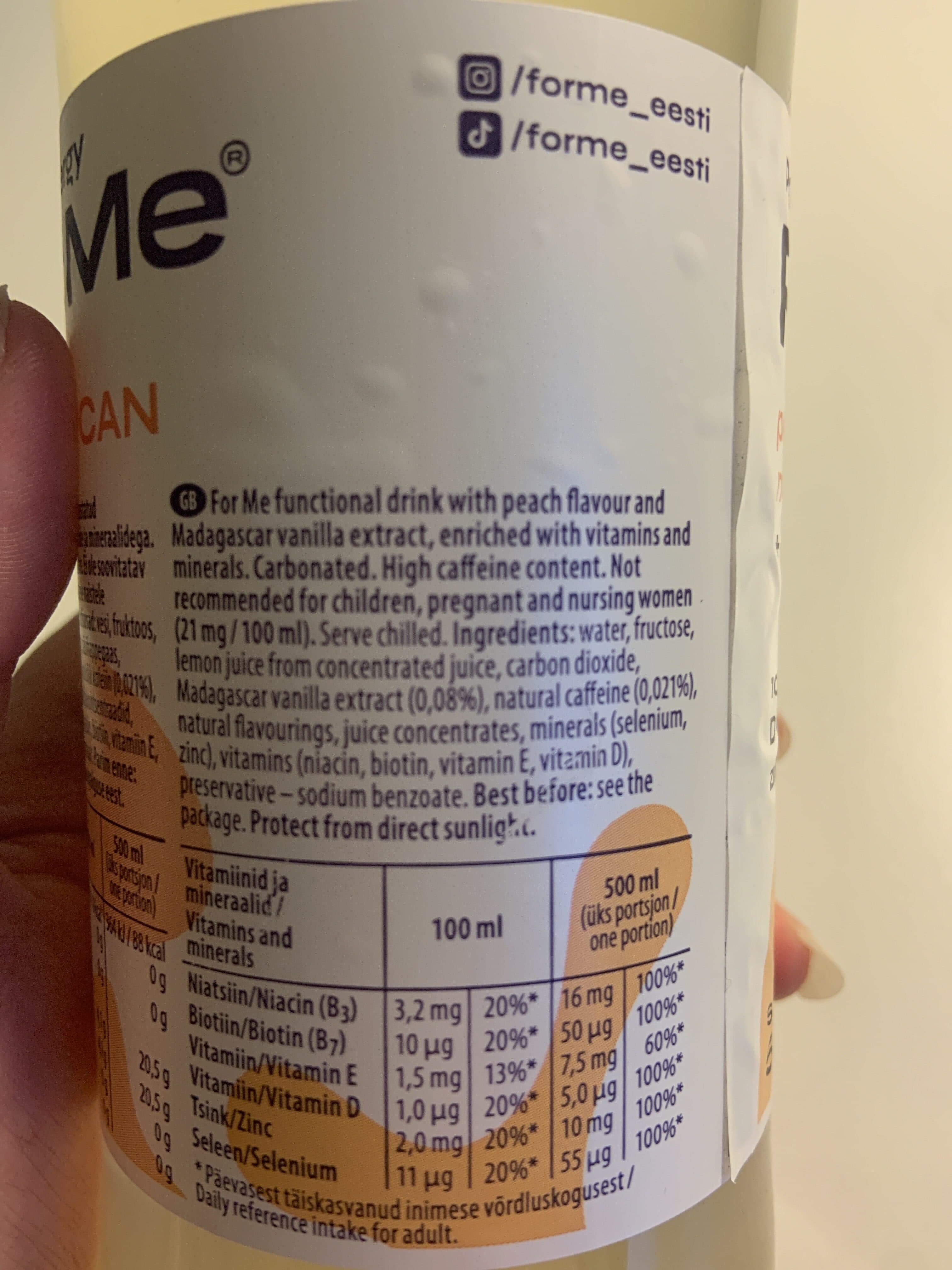 A. Le Coq For Me Energy virsiku-vanilje packshot