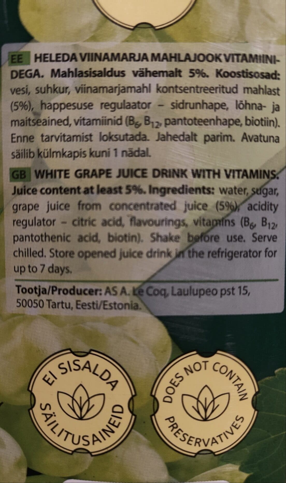 AURA FRESH white grape packshot