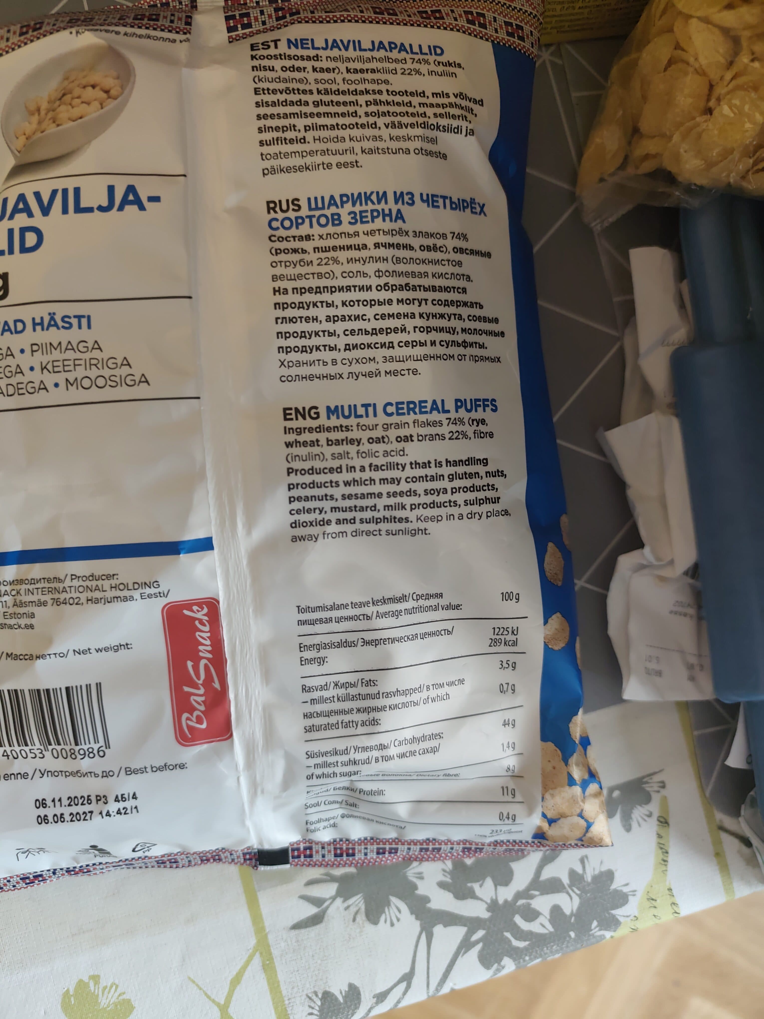 BalSnack Neljaviljapallid packshot