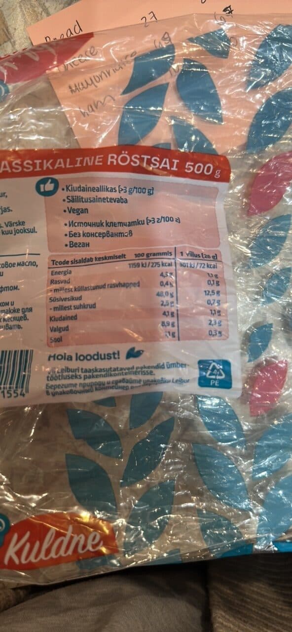 Leibur Kuldne Klassikaline röstsai packshot