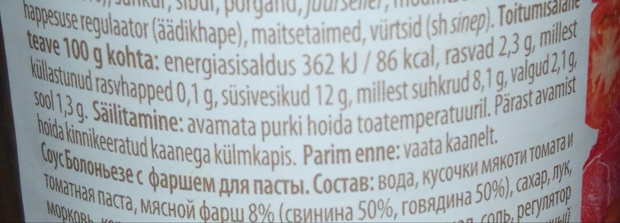 Salvest Bolognese pastakaste hakklihaga packshot