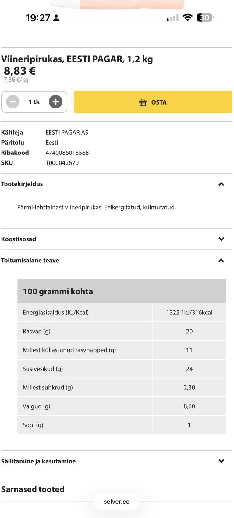 Eesti Pagar Viineripirukas packshot