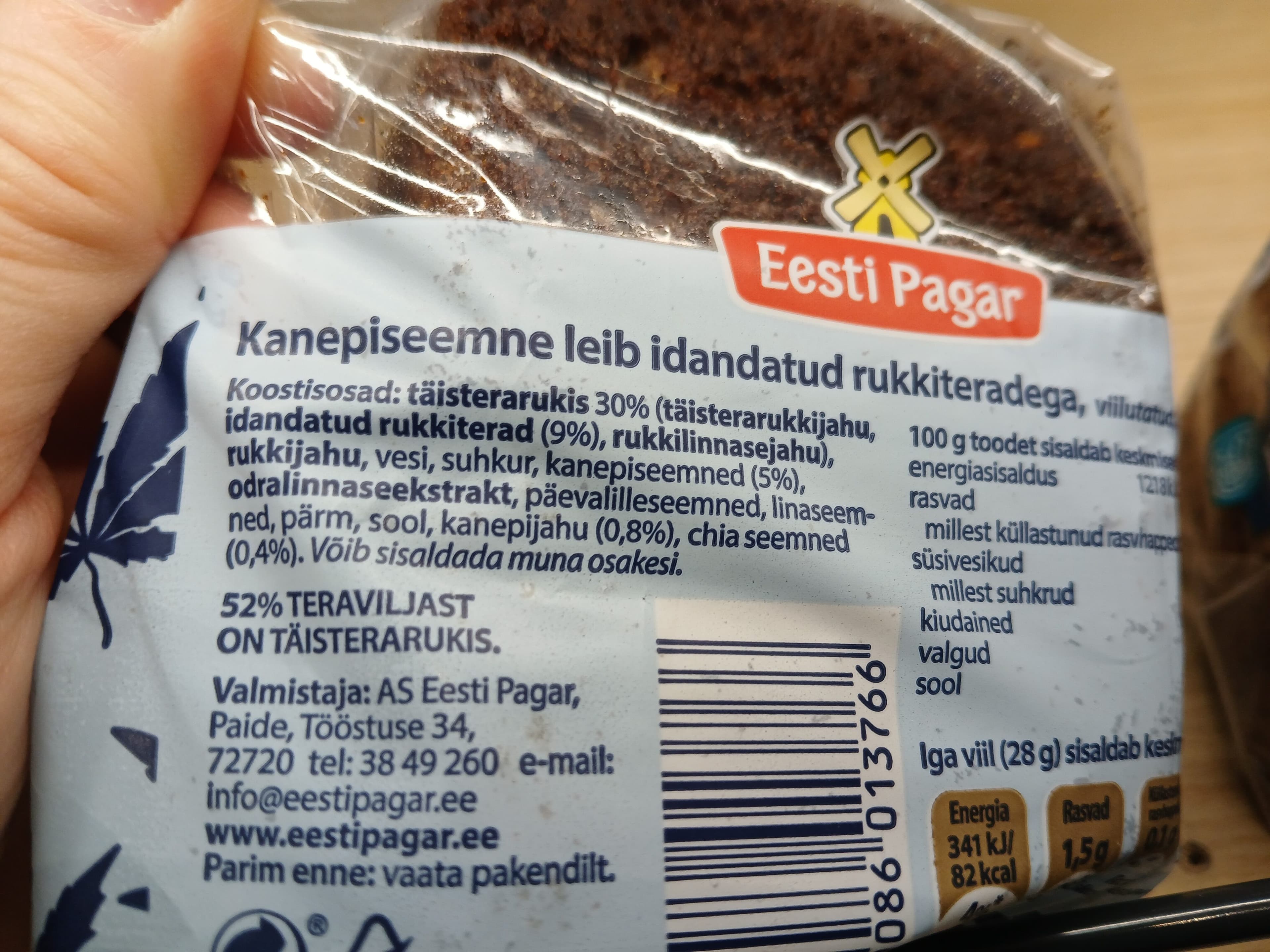 Eesti pagar Kanepiseemne leib packshot