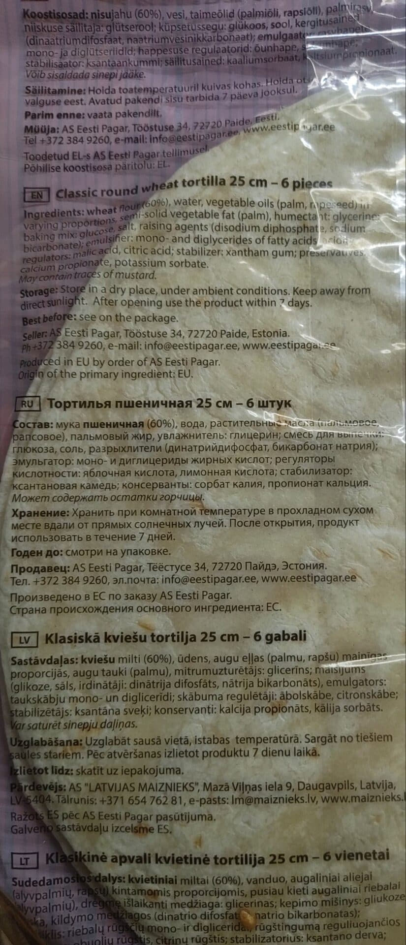 Eesti pagar Klassikaline tortilla packshot