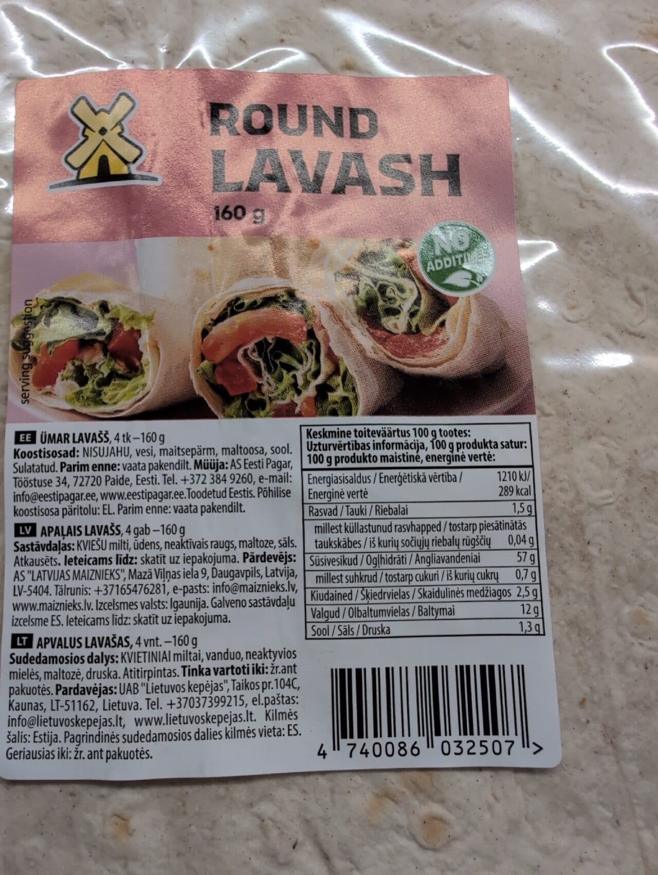 AS Eesti Pagar Round Lavash packshot