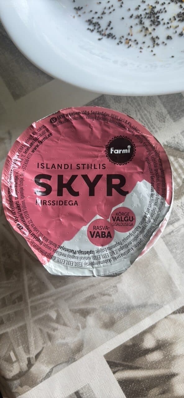 Farmi Skyr Kirssidega rasvavaba ja rohke valguga packshot