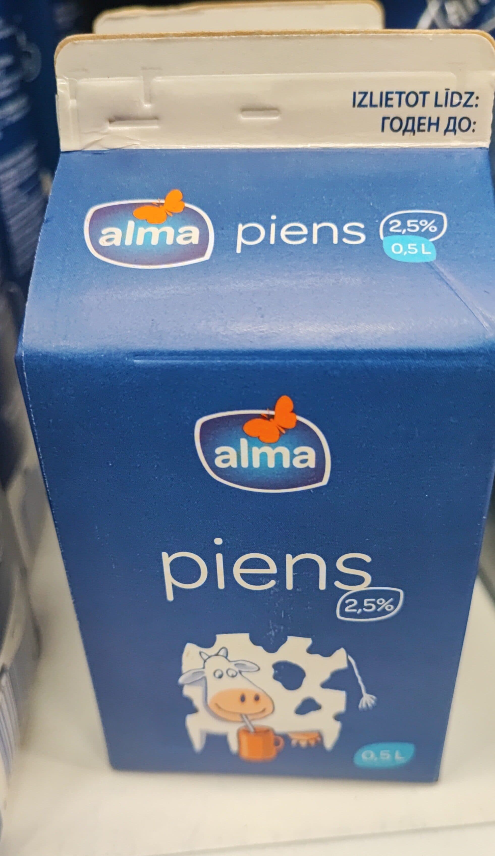 Piens 0.5l packshot