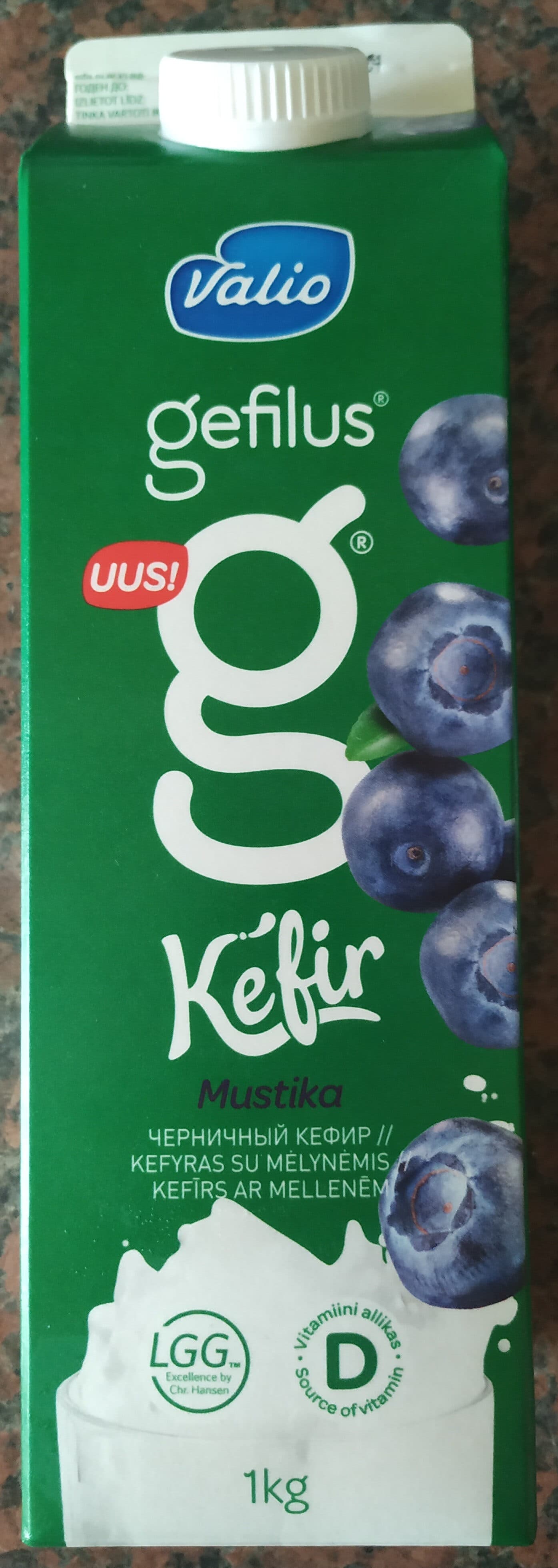 Valio Gefilus Kefyras su mėlynėmis packshot
