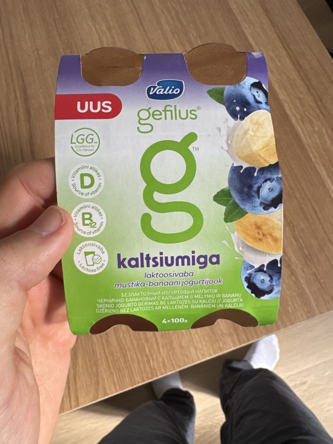 Valio Gefilus Kaltsiumiga laktoosiva mustika banaani-jogurtijook packshot