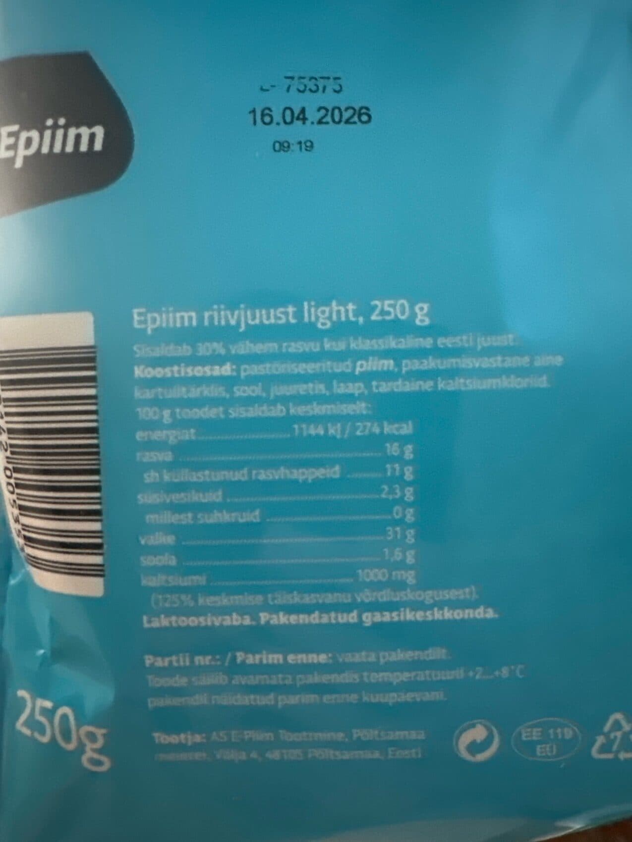 Epiim Epiim riivjuust light packshot