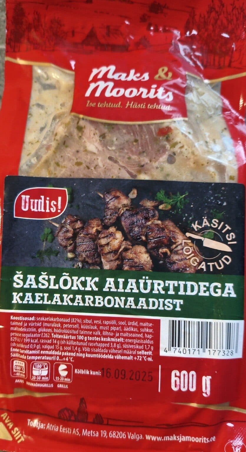 Maks & Moorits Šašlõkk aiaürtidega kaelakarbonaadist packshot