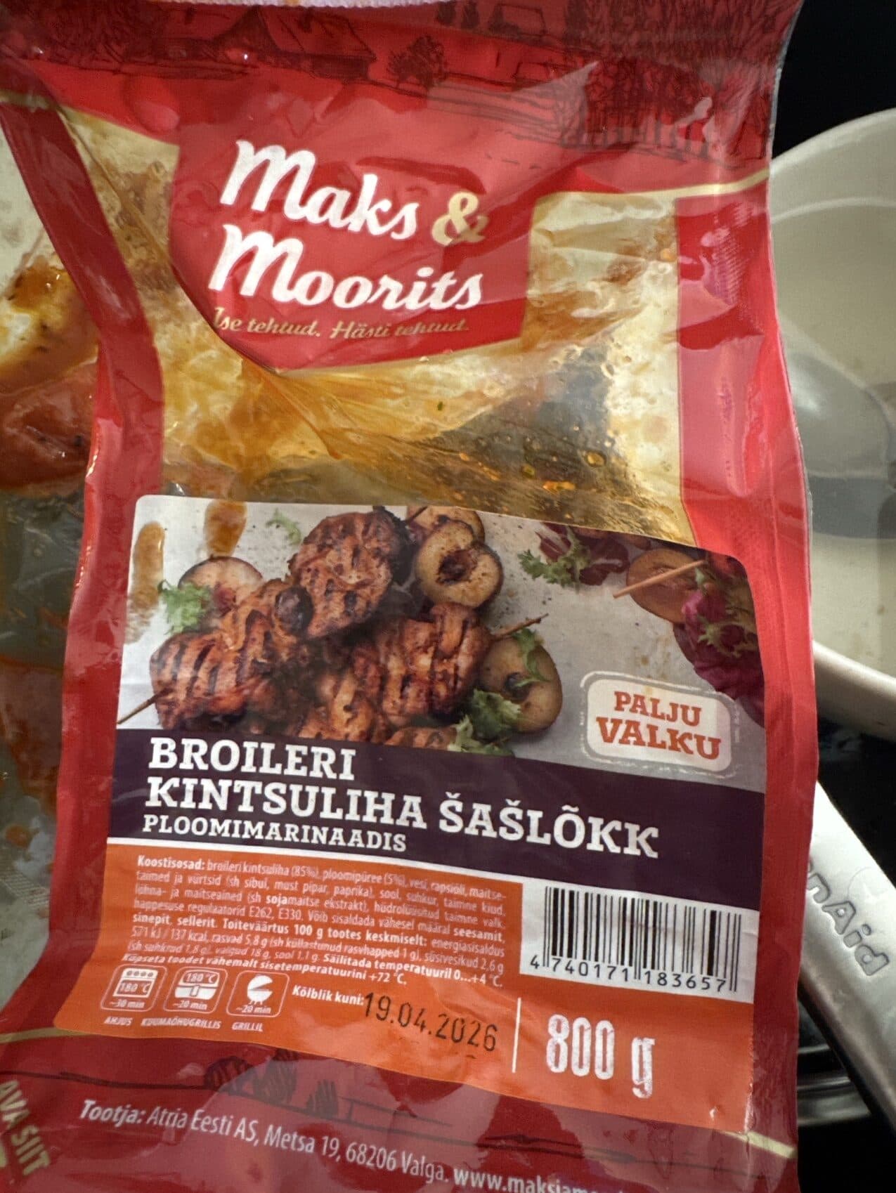 Maks & Moorits Broileri Kintsulihast Šašlõkk Ploomimarinaadis packshot