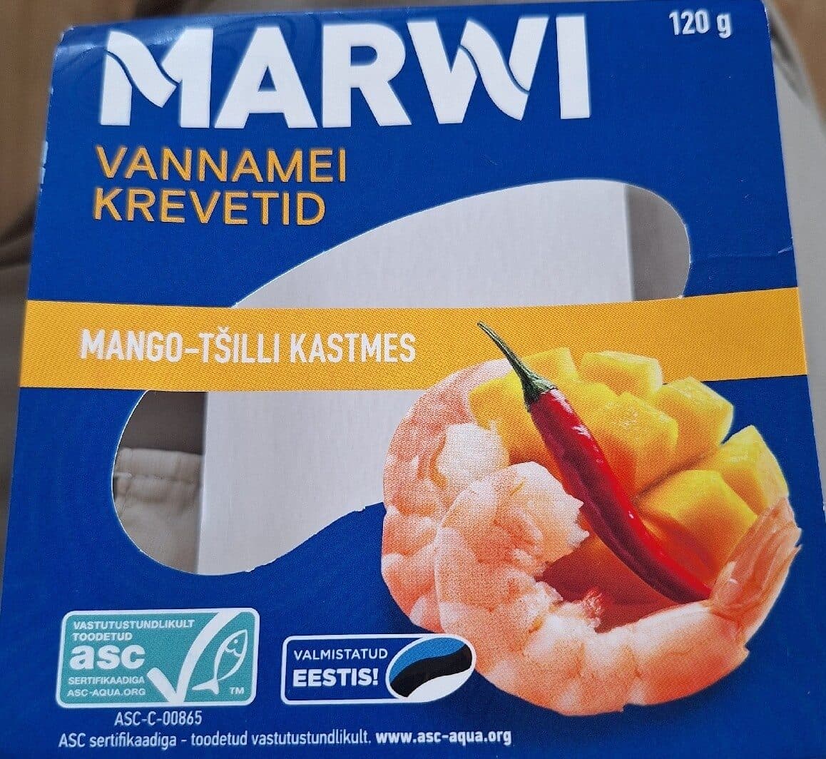 Marwi Vannamei krevetid mango-tšilli kastmes packshot