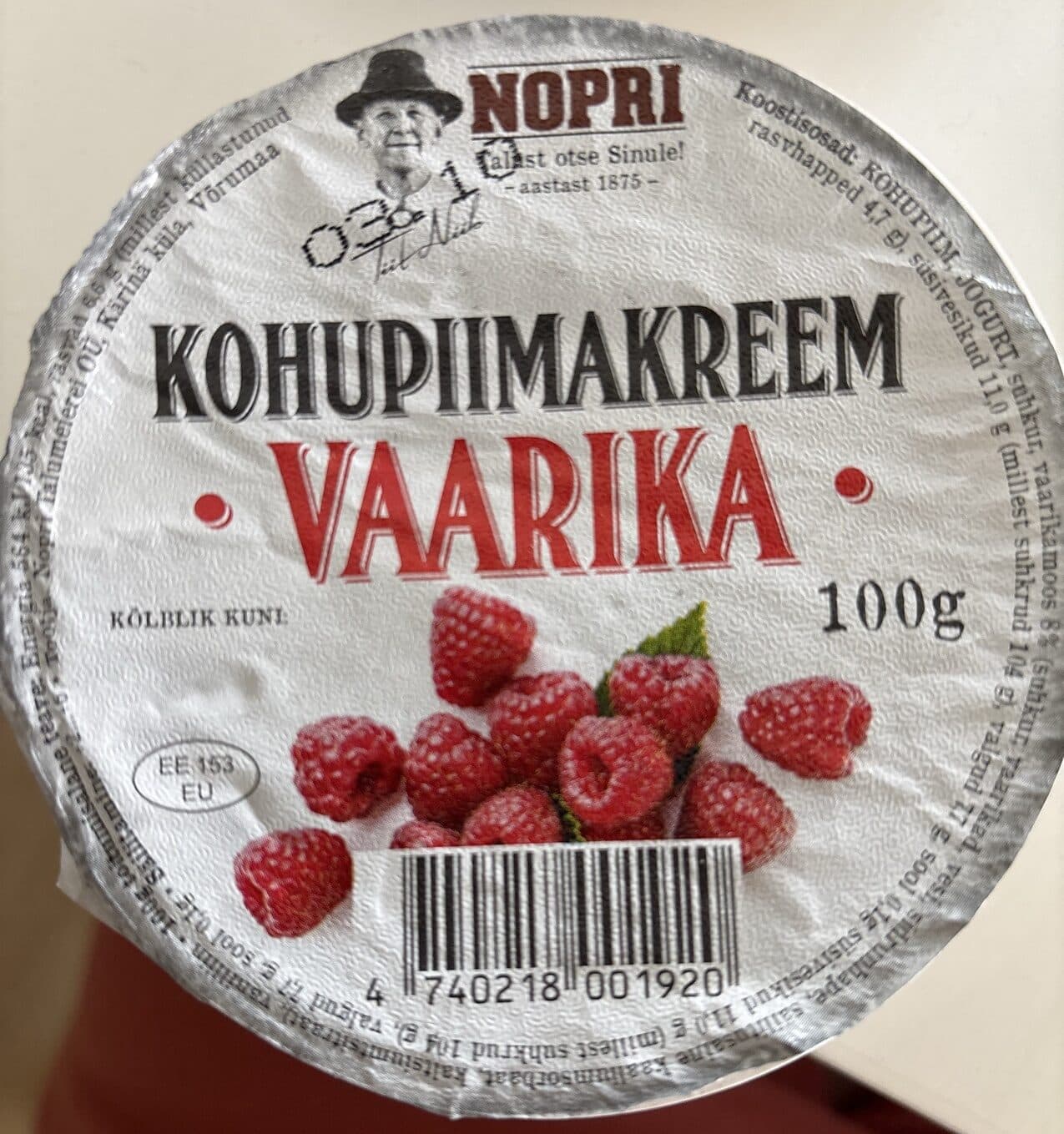 Nopri Kohupiimakreem Vaarika packshot